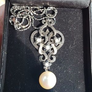 14k Black Gold & White Gold Diamond Pendant